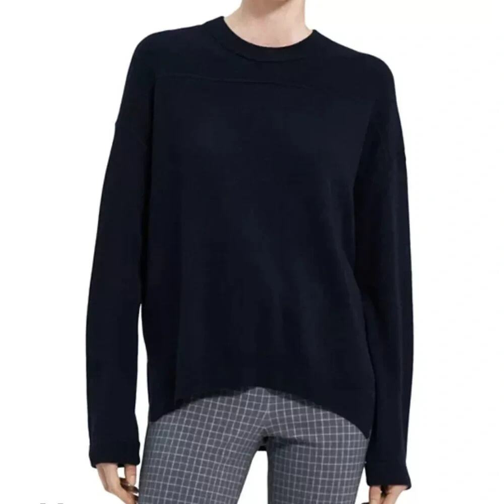 Theory Karenia Cashmere Crewneck Sweater Deep Navy Small
